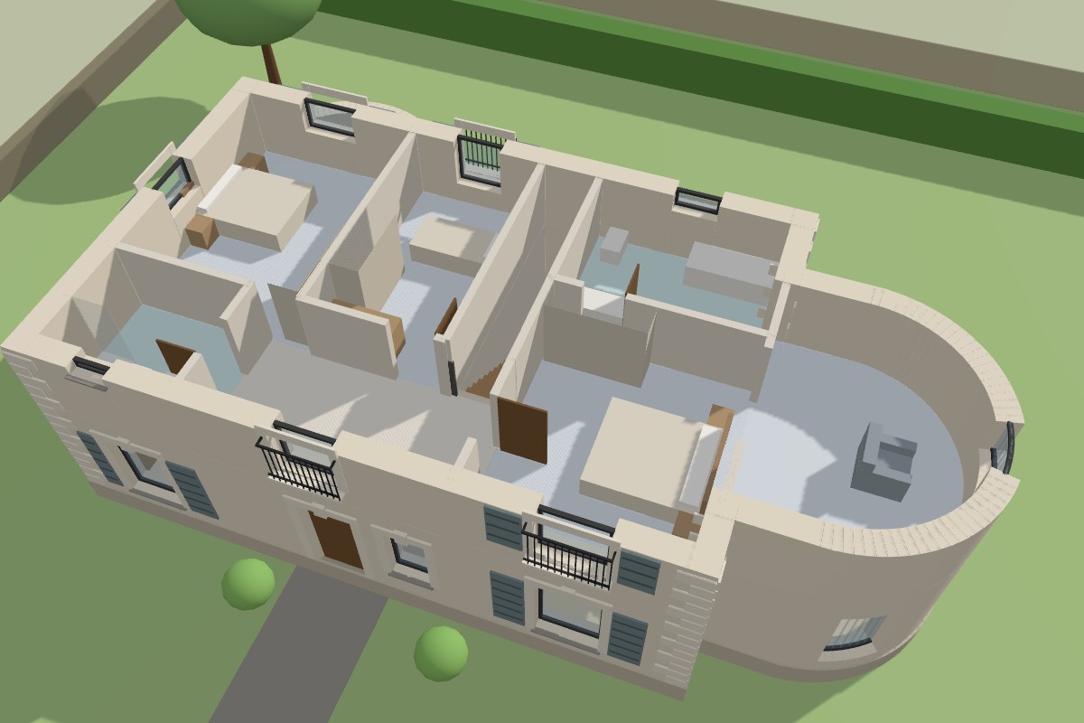 3D cut-away of the upper floor